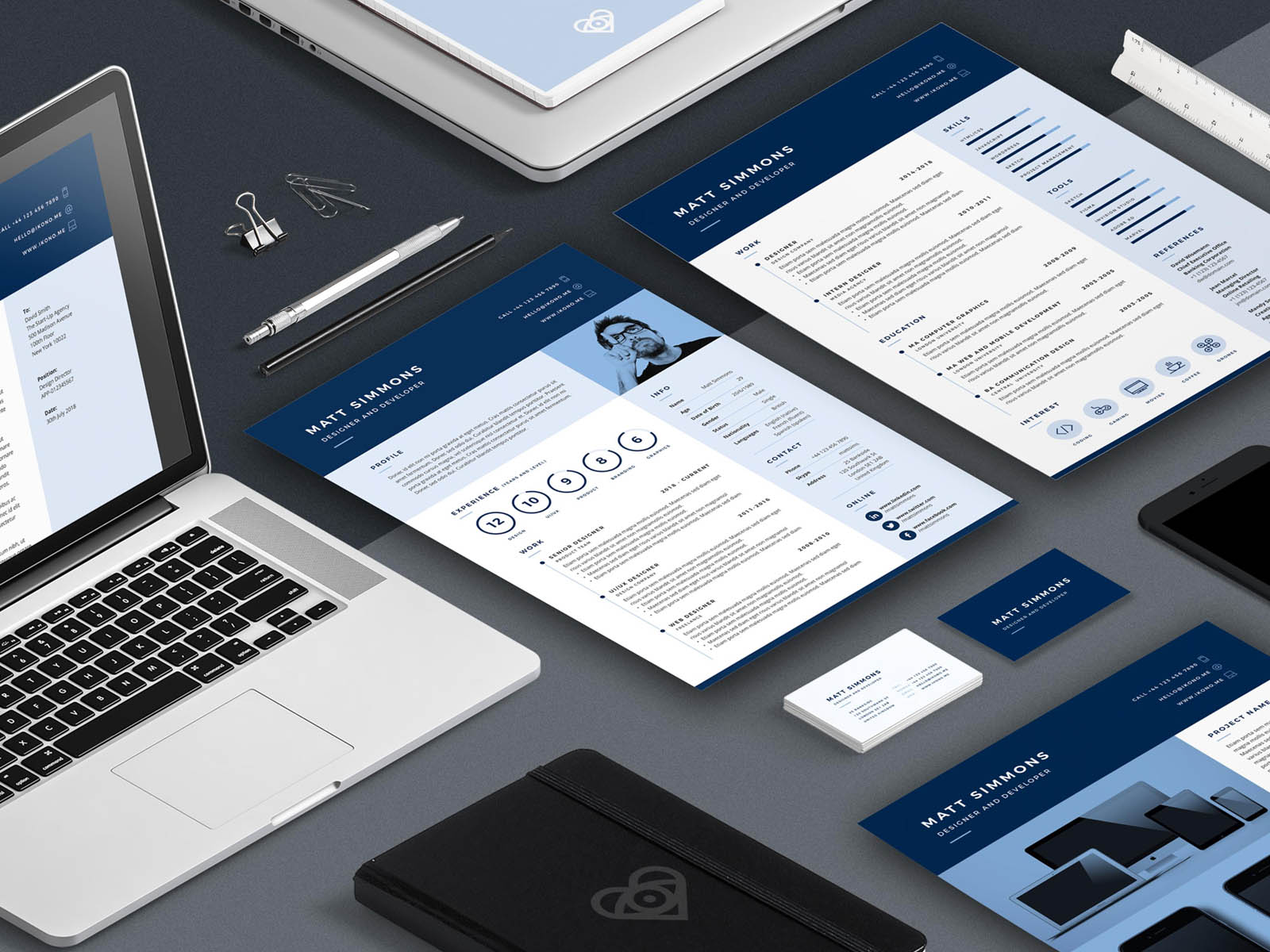 Desktop showing Pro Resume 2 layout design